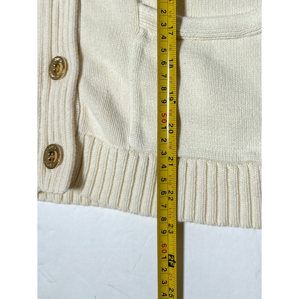 Lauren Ralph Lauren Ivory Cotton Cardigan Sweater Small Preppy Classic - Picture 9 of 11